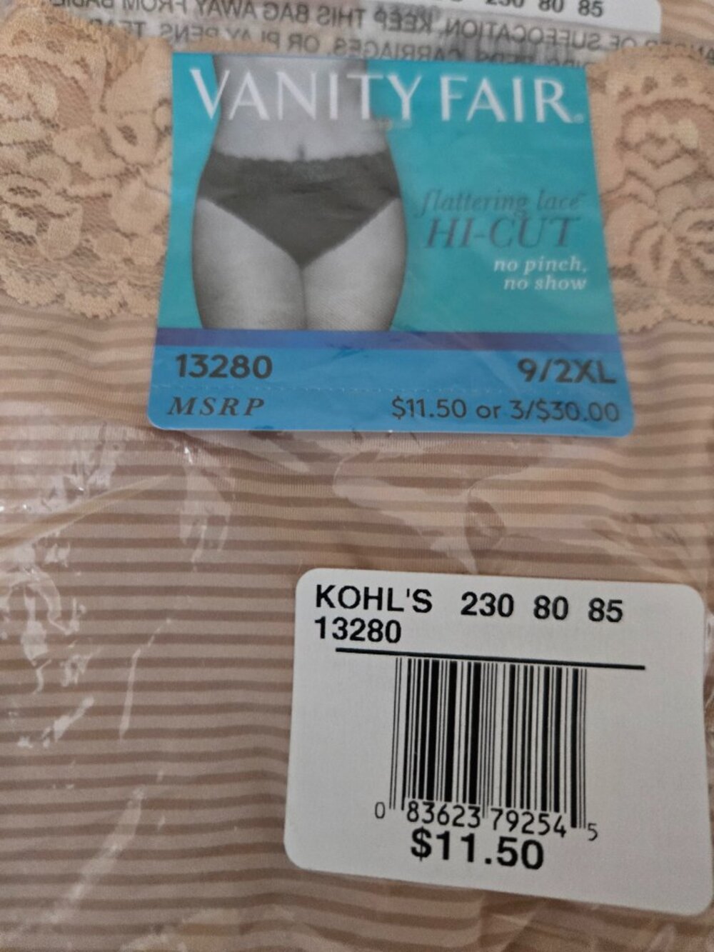 NWT Ladies lingerie - Vanity Fair Panties - Lace/hi-Cut - Sealed Pkgs - Lot of 6